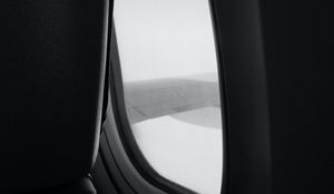 Preview wallpaper window, porthole, wing, view, darkness, black and white