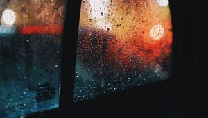 Preview wallpaper window, rain, drops, car, glass, glare
