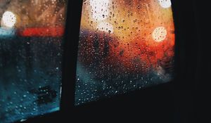 Preview wallpaper window, rain, drops, car, glass, glare
