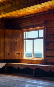Preview wallpaper window, shutter, view, sea, wooden