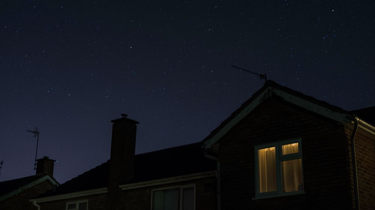 Wallpaper window, starry sky, night