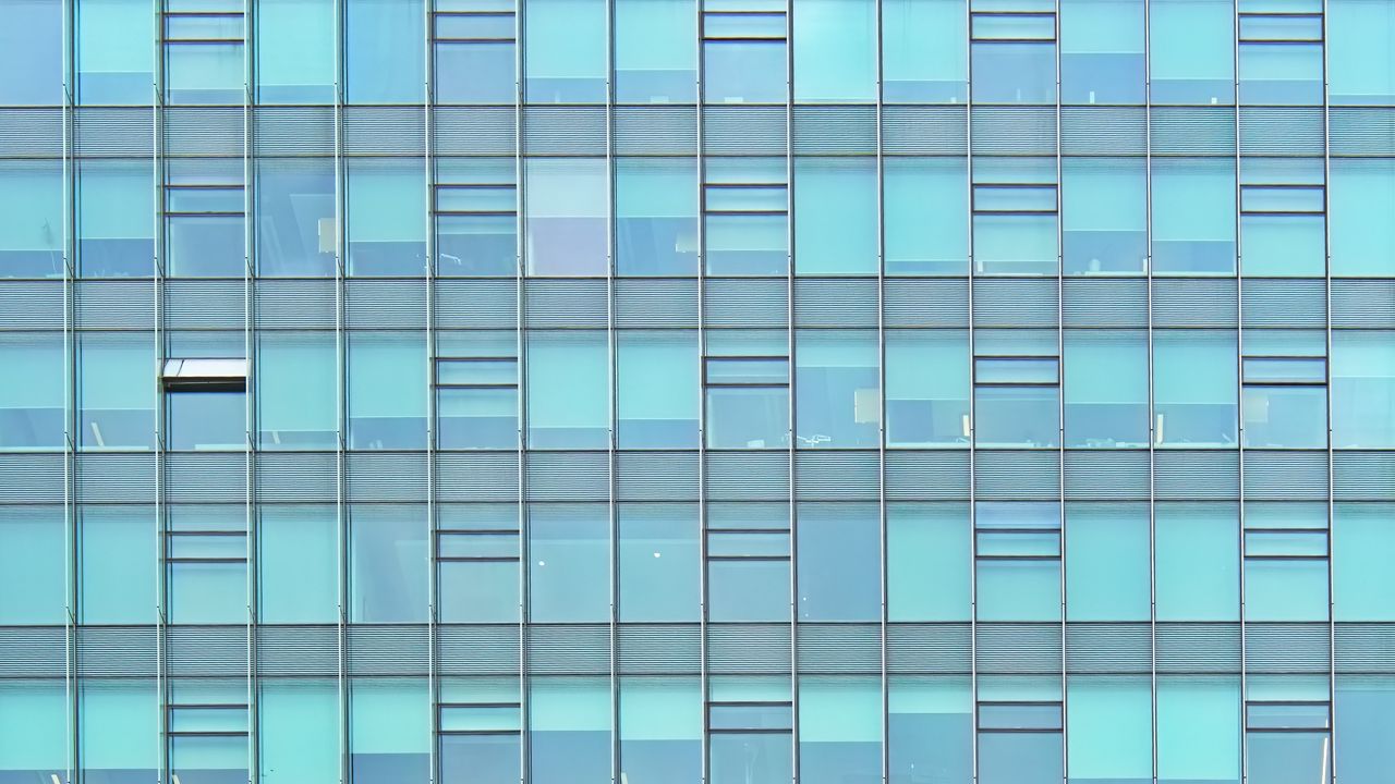 Wallpaper windows, building, facade, lines, blue