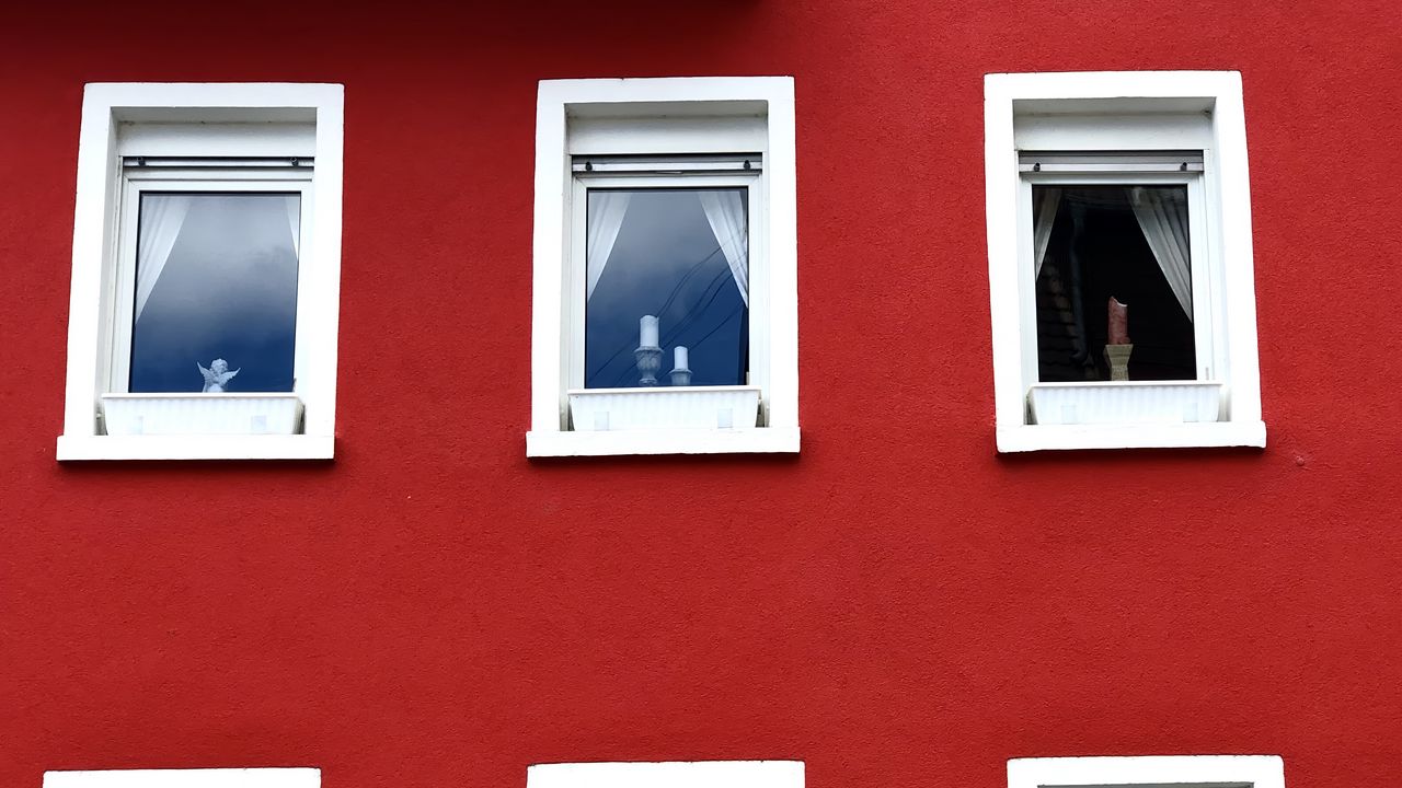 Wallpaper windows, building, wall, red, facade