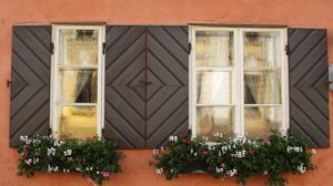 Preview wallpaper windows, flowers, facade, shutters