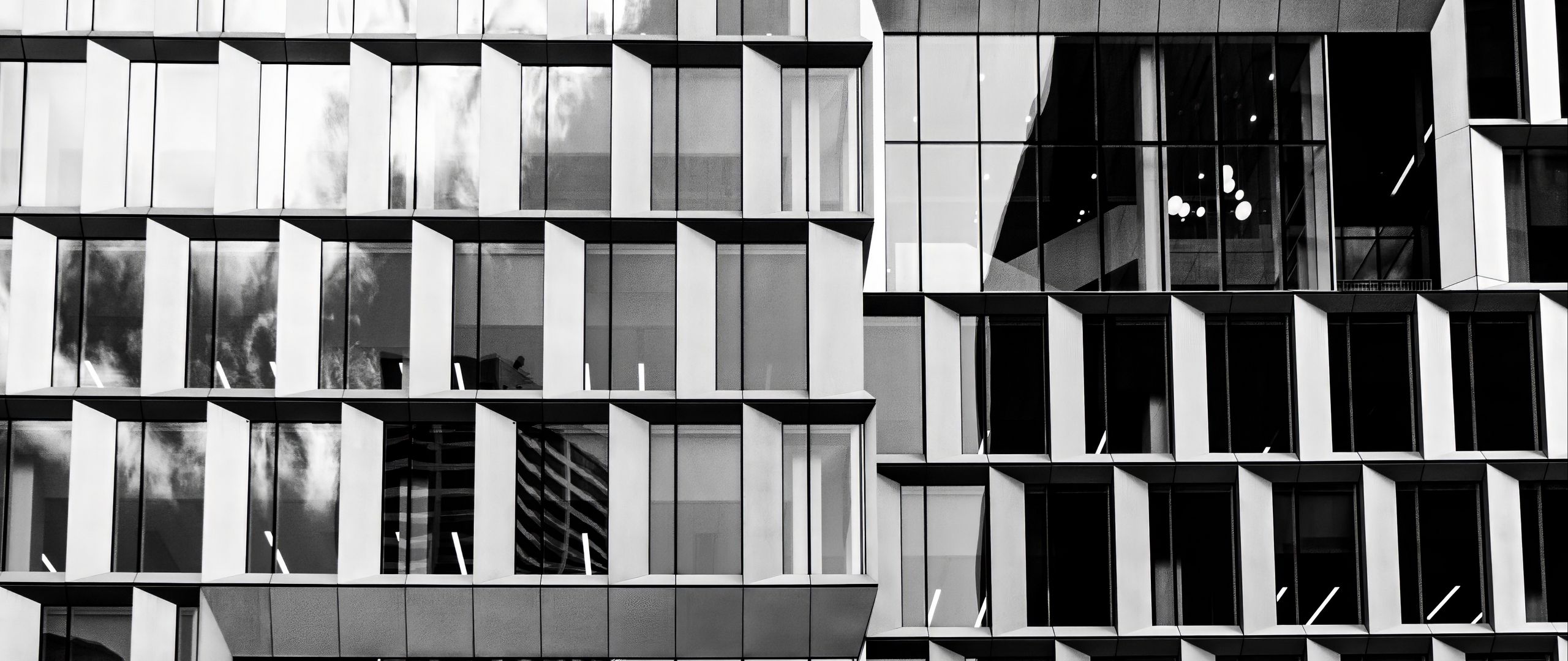 Download wallpaper 2560x1080 windows, glass, facade, building, black ...