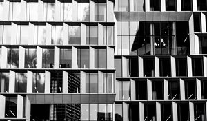 Preview wallpaper windows, glass, facade, building, black and white