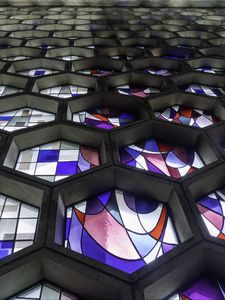 Preview wallpaper windows, stained glass, hexagons, architecture