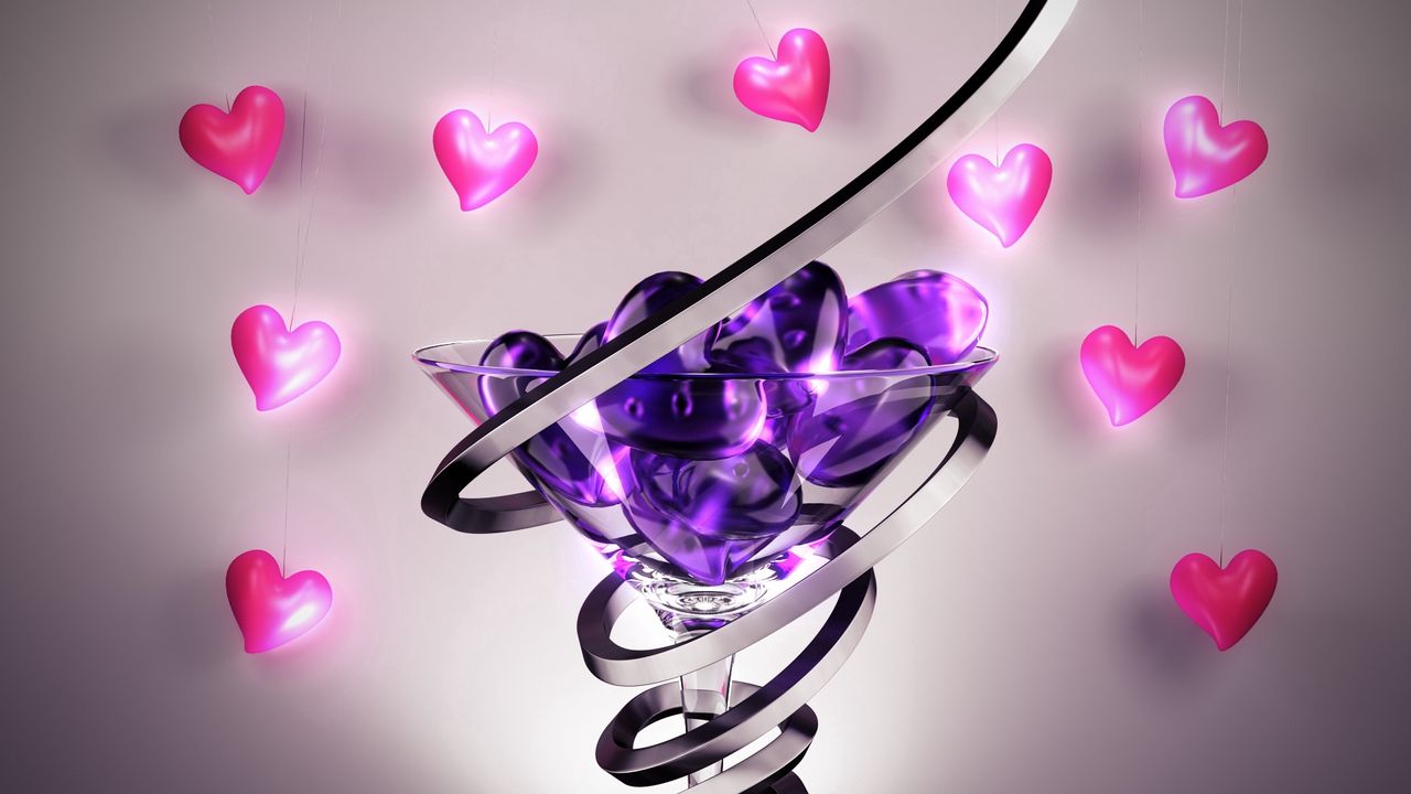 Wallpaper wine glass, heart, spiral, wrapping, bright