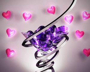 Preview wallpaper wine glass, heart, spiral, wrapping, bright
