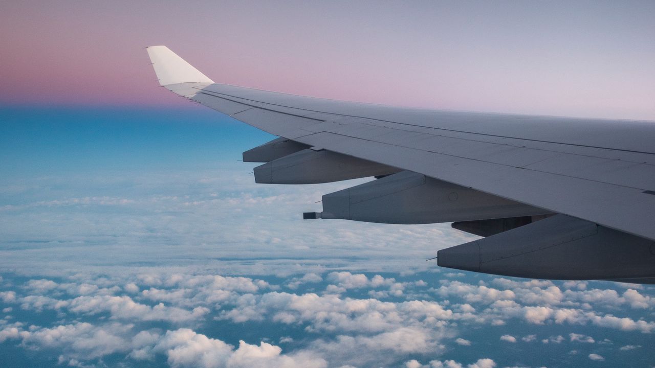 Wallpaper wing aircraft, clouds, flight, review