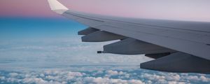 Preview wallpaper wing aircraft, clouds, flight, review