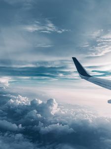 Preview wallpaper wing, plane, clouds, height, flight