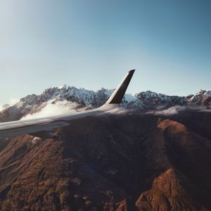 Preview wallpaper wing, plane, mountains, view, height