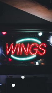 Preview wallpaper wings, lights, glow, words