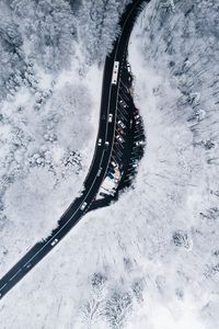 Preview wallpaper winter, aerial view, forest, road