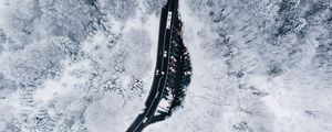 Preview wallpaper winter, aerial view, forest, road
