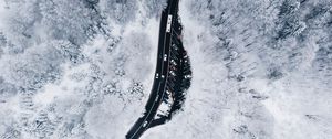 Preview wallpaper winter, aerial view, forest, road