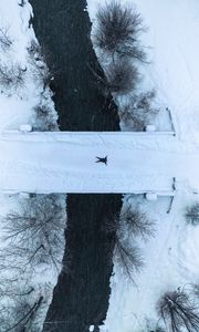 Preview wallpaper winter, aerial view, snow, man