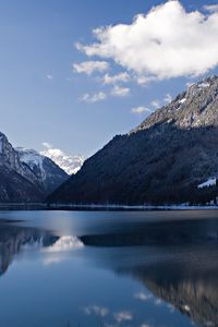 Preview wallpaper winter, cold, mountain, shadow, lake, landscape