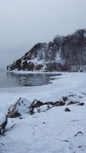 Preview wallpaper winter, lake, rocks, landscape