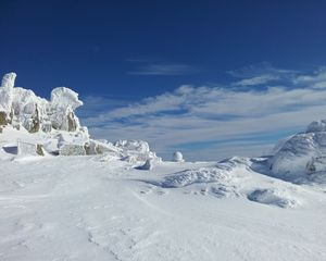 Preview wallpaper winter, mountains, snow, sky