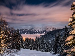 Preview wallpaper winter, mountains, snow, trees, bavaria, germany