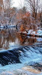 Preview wallpaper winter, river, threshold, trees