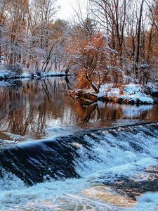 Preview wallpaper winter, river, threshold, trees