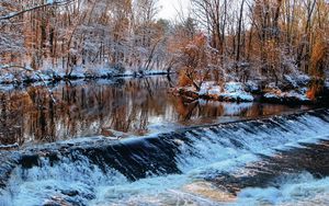 Preview wallpaper winter, river, threshold, trees