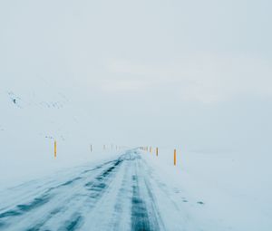 Preview wallpaper winter, road, snow, minimalism, white