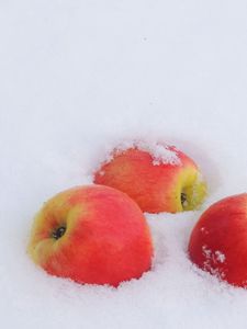 Preview wallpaper winter, snow, apples, cold, new year