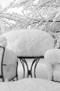 Preview wallpaper winter, snow, chairs, table, cover, attire