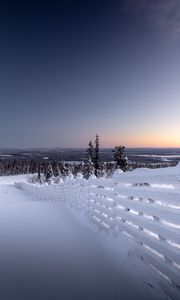 Preview wallpaper winter, snow, fence, snowy, frost, horizon