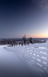 Preview wallpaper winter, snow, fence, snowy, frost, horizon