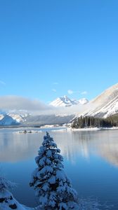 Preview wallpaper winter, snow, lake, mountain