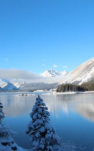 Preview wallpaper winter, snow, lake, mountain