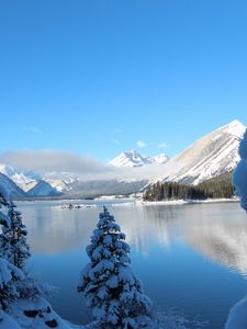 Preview wallpaper winter, snow, lake, mountain