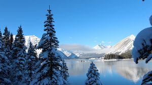 Preview wallpaper winter, snow, lake, mountain