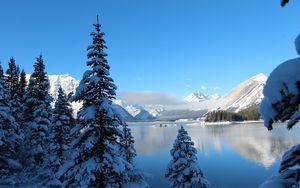 Preview wallpaper winter, snow, lake, mountain