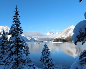 Preview wallpaper winter, snow, lake, mountain