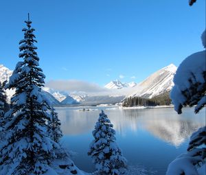 Preview wallpaper winter, snow, lake, mountain