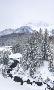Preview wallpaper winter, snow, mountains, aerial view, italy