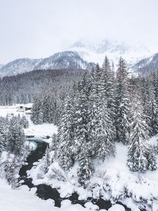 Preview wallpaper winter, snow, mountains, aerial view, italy