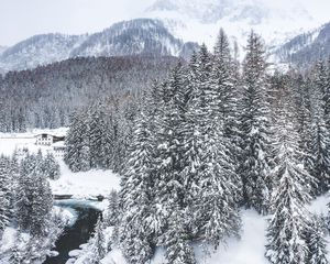 Preview wallpaper winter, snow, mountains, aerial view, italy