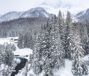 Preview wallpaper winter, snow, mountains, aerial view, italy