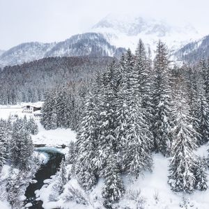 Preview wallpaper winter, snow, mountains, aerial view, italy