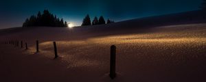 Preview wallpaper winter, snow, night, trees, light