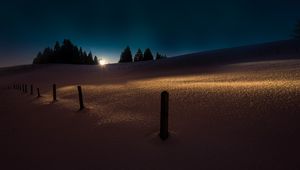 Preview wallpaper winter, snow, night, trees, light
