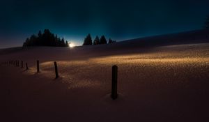 Preview wallpaper winter, snow, night, trees, light