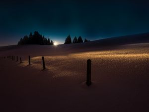 Preview wallpaper winter, snow, night, trees, light
